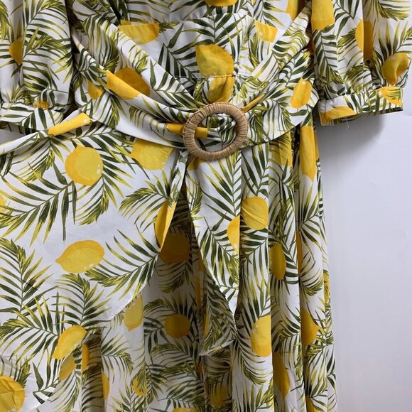 Fashion Nova Women's Lemon Drop Hi Low Long Sleeve V Neck Dress‎ Size L NWT - Picture 6 of 15